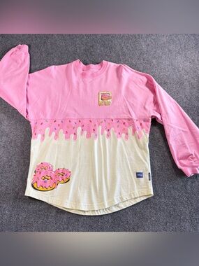 Walt Disney World WDW Spirit Jersey Pink Sprinkle Donut Drip Long Sleeve Size S